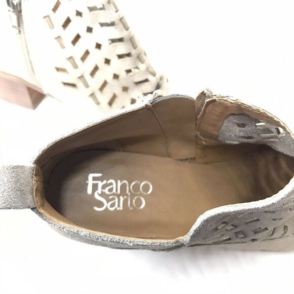 Franco Sarto Womens Rory Laser Cut Taupe Suede Ankle Booties Zip Shoe Size 8.5M - Picture 8 of 11